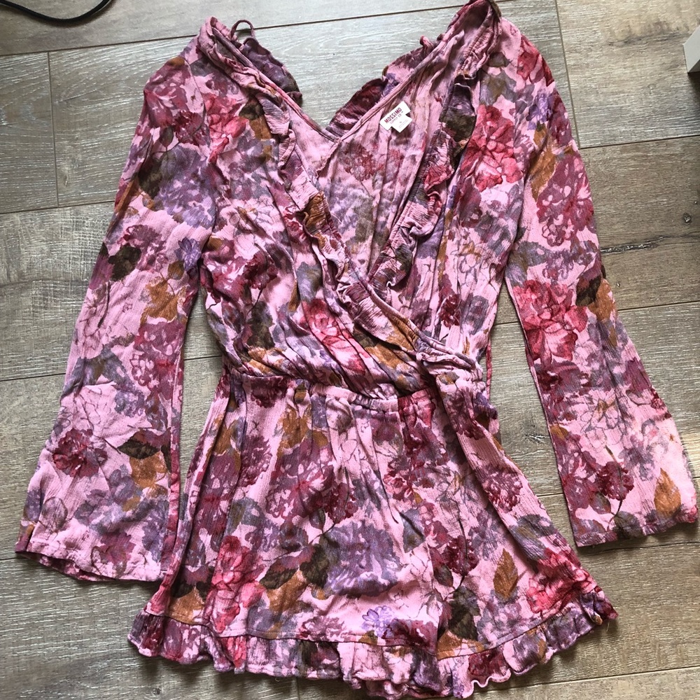 Floral Target Long Sleeve Romper